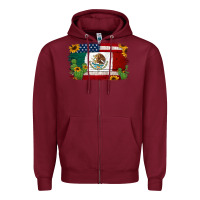Burgundy mexican american flag background Zipper Hoodie - Jasminsmagicworld