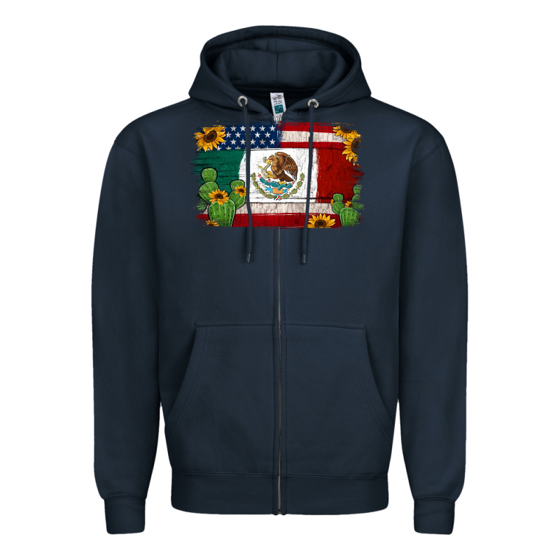 Mexican American Flag Background Zipper Hoodie by Jasminsmagicworld | Teevron