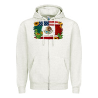 Oatmeal Heather mexican american flag background Zipper Hoodie - Jasminsmagicworld