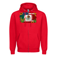 Red mexican american flag background Zipper Hoodie - Jasminsmagicworld