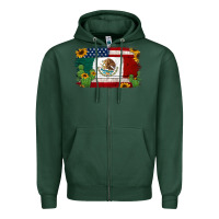 Sports Green mexican american flag background Zipper Hoodie - Jasminsmagicworld