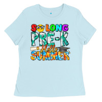 Baby Blue So Long Pre K Hello Summer Ladies Tee - CowhideDigitalArt