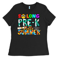 Black So Long Pre K Hello Summer Ladies Tee - CowhideDigitalArt