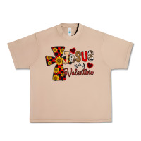 Burro Jesus is My Valentine Cross Urban Heavy Tee - CowhideDigitalArt