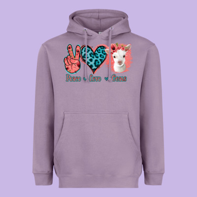 Peace Love Goats Heavyweight Hoodie Designed By Jasminsmagicworld