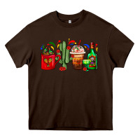 Chocolate Brown Mexico Coffee Cups With Cactus And Tequila Bottle Heavy Core Tee - FaDigitalArtStudio