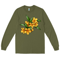 Army Green Yellow Jessamine Flower Illustrations Long Sleeve Tee - LillyAllenDesigns