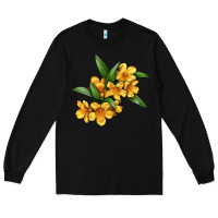 Black Yellow Jessamine Flower Illustrations Long Sleeve Tee - LillyAllenDesigns