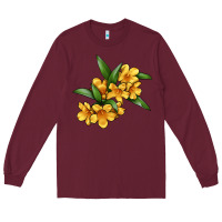Burgundy Yellow Jessamine Flower Illustrations Long Sleeve Tee - LillyAllenDesigns
