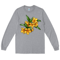 Heather Grey Yellow Jessamine Flower Illustrations Long Sleeve Tee - LillyAllenDesigns