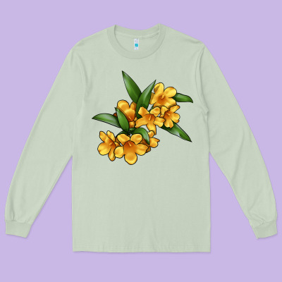 Yellow Jessamine Flower Illustrations Long Sleeve Tee Designed By Lillyallendesigns