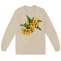Mushroom Yellow Jessamine Flower Illustrations Long Sleeve Tee - LillyAllenDesigns