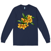 Navy Yellow Jessamine Flower Illustrations Long Sleeve Tee - LillyAllenDesigns