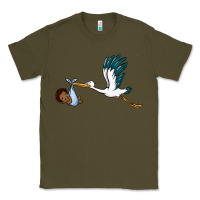 Army Green stork with black baby boy Classic Tee - BarkalooDesign