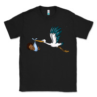 Black stork with black baby boy Classic Tee - BarkalooDesign