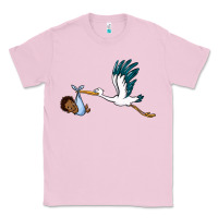 Bubblegum Pink stork with black baby boy Classic Tee - BarkalooDesign