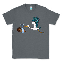 Charcoal Heather stork with black baby boy Classic Tee - BarkalooDesign