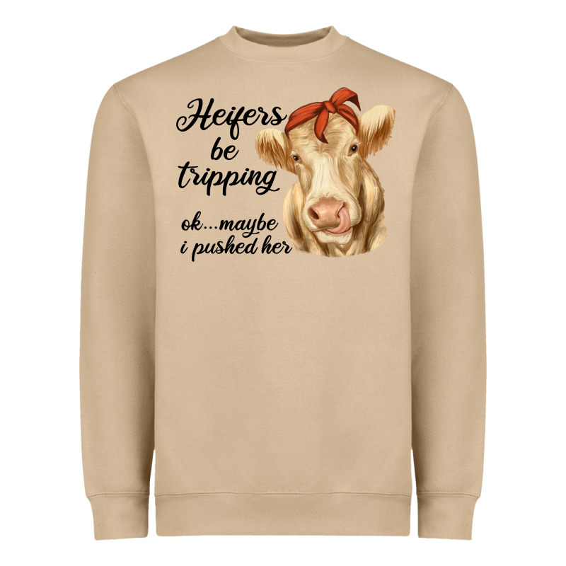 Heifer's Be Trippin' Charolais Cow Heavyweight Sweatshirt by RanaPortraitStore | Teevron