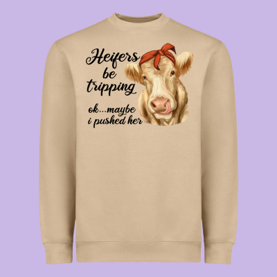 Heifer's Be Trippin' Charolais Cow Heavyweight Sweatshirt Designed By Ranaportraitstore