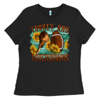 Black Turkey And Touchdowns Ladies Tee - LillyAllenDesigns