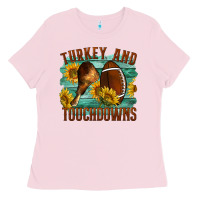 Bubblegum Pink Turkey And Touchdowns Ladies Tee - LillyAllenDesigns