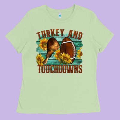 Turkey And Touchdowns Ladies Tee Designed By Lillyallendesigns