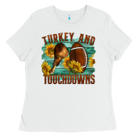 White Turkey And Touchdowns Ladies Tee - LillyAllenDesigns