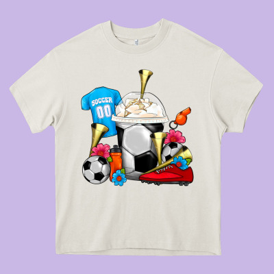 Soccer Frappe Coffee Heavy Core Tee Designed By Fadigitalartstudio