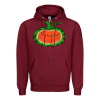 Burgundy watermelon pumpkin Zipper Hoodie - Jasminsmagicworld
