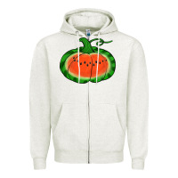 Oatmeal Heather watermelon pumpkin Zipper Hoodie - Jasminsmagicworld