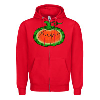 Red watermelon pumpkin Zipper Hoodie - Jasminsmagicworld