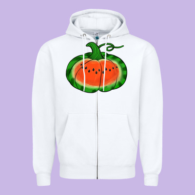 Watermelon Pumpkin Zipper Hoodie Designed By Jasminsmagicworld