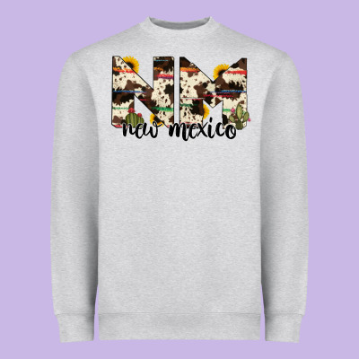 New Mexico State Cowhide Serape Cactus Heavyweight Sweatshirt Designed By Ranaportraitstore