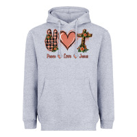 Heather Grey Peace Love Jesus Heavyweight Hoodie - Jasminsmagicworld