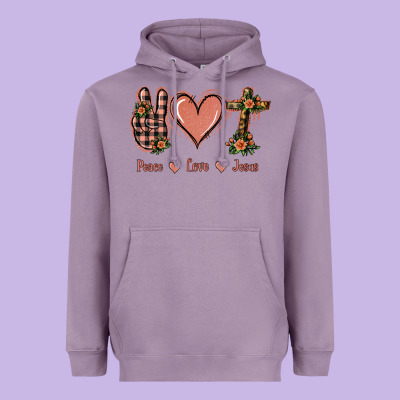 Peace Love Jesus Heavyweight Hoodie Designed By Jasminsmagicworld