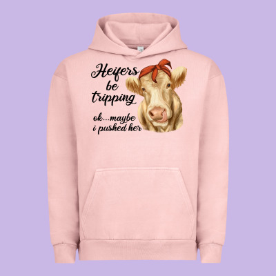 Heifer's Be Trippin' Charolais Cow Urban Hoodie Designed By Ranaportraitstore
