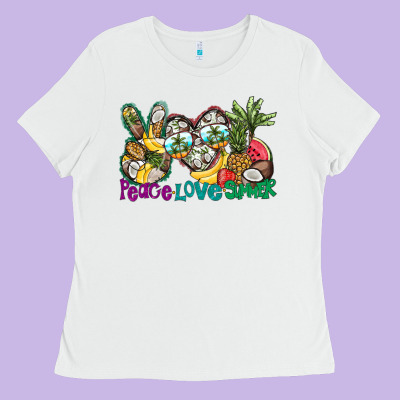 Peace Love Summer Ladies Tee Designed By Cowhidedigitalart