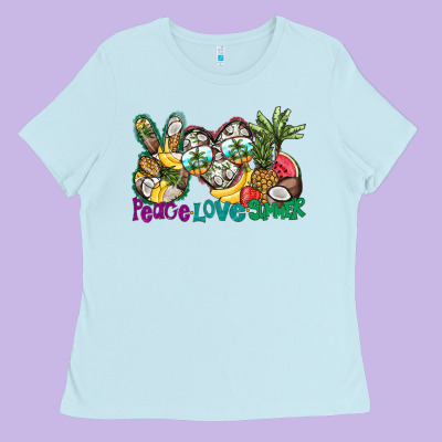 Peace Love Summer Ladies Tee Designed By Cowhidedigitalart
