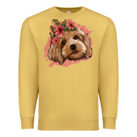 Antique Gold cockapoo floral pink glitter Premium Sweatshirt - Jasminsmagicworld