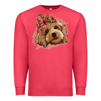 Cardinal cockapoo floral pink glitter Premium Sweatshirt - Jasminsmagicworld