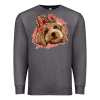 Charcoal Heather cockapoo floral pink glitter Premium Sweatshirt - Jasminsmagicworld