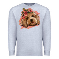 Heather Grey cockapoo floral pink glitter Premium Sweatshirt - Jasminsmagicworld