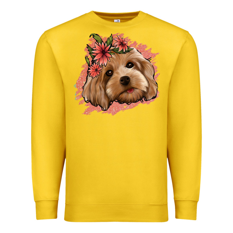 Cockapoo Floral Pink Glitter Premium Sweatshirt by Jasminsmagicworld | Teevron