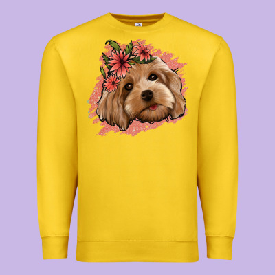 Cockapoo Floral Pink Glitter Premium Sweatshirt Designed By Jasminsmagicworld