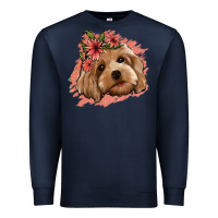 Navy cockapoo floral pink glitter Premium Sweatshirt - Jasminsmagicworld