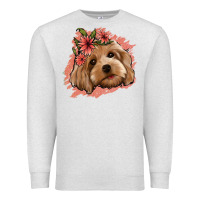 Oatmeal Heather cockapoo floral pink glitter Premium Sweatshirt - Jasminsmagicworld