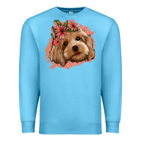 Ocean Blue cockapoo floral pink glitter Premium Sweatshirt - Jasminsmagicworld