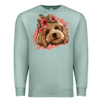 Seafoam cockapoo floral pink glitter Premium Sweatshirt - Jasminsmagicworld