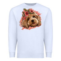 White cockapoo floral pink glitter Premium Sweatshirt - Jasminsmagicworld