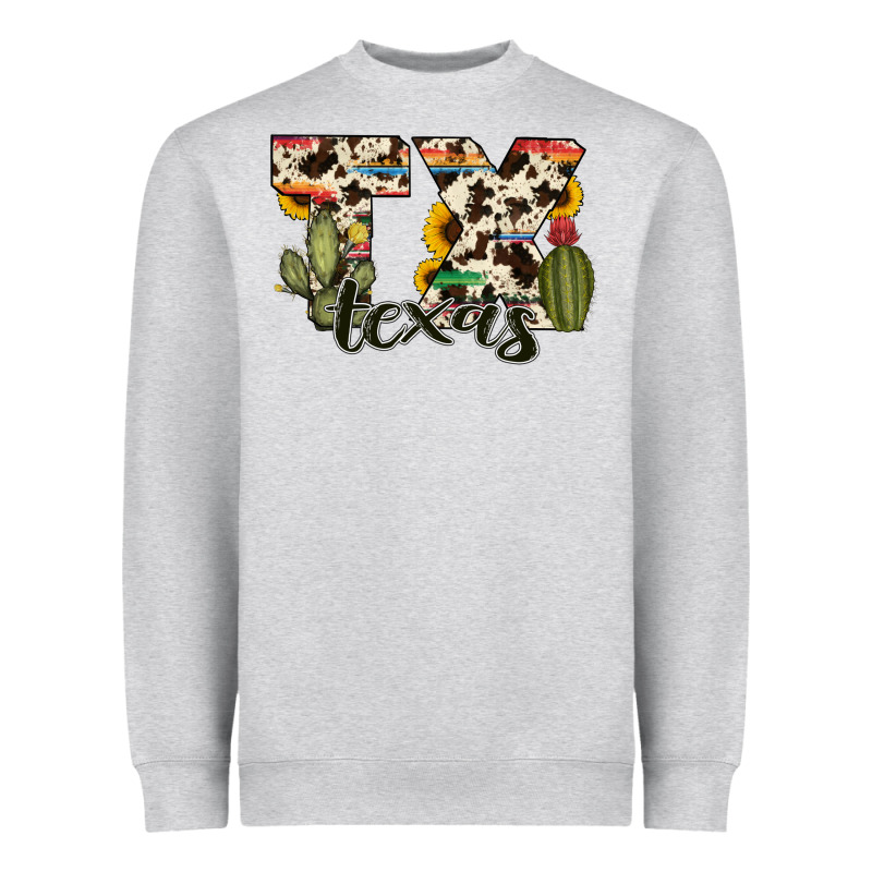 Texas State Cowhide Serape Cactus Heavyweight Sweatshirt by RanaPortraitStore | Teevron